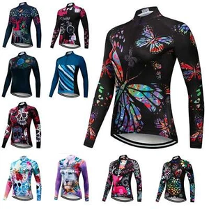 Ladies Long Sleeve Cycling Jersey Top Reflective Women's Bike Cycle Shirt S-5XL - Picture 1 of 32