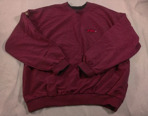 Arkansas Razorbacks Mens Sweatshirt Large Logo NCAA Pullover Windbreaker Antigua Cover