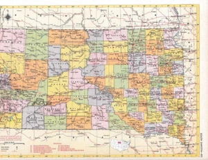 1953 Vintage South Dakota Map / 9x12 Great For Wall Art / 70+ years old - Picture 1 of 1