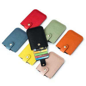 Hombre Mujer RFID Cuero Bolso para Tarjetas Cartera de Cuero Portatarjetas de Crédito Cartera de Bolsillo - Imagen 1 de 21