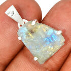 Natural Rainbow Moonstone Rough - India 925 Silver Pendant Jewelry CP40949