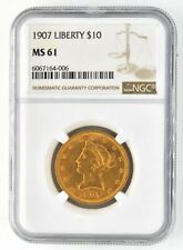 1907 $10 Liberty Head Eagle Gold Certified NGC MS 61 US Coin Uncirculated BU 