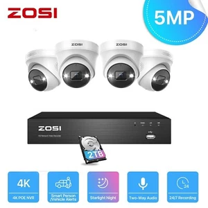ZOSI 4K 8CH 2TB NVR 5MP Outdoor Wired PoE Security Camera System Audio Recording - Picture 1 of 13
