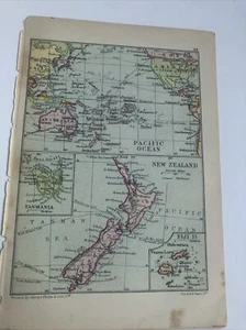 Map 1913: Pacific Ocean New Zealand Australia Original Vintage Print 28/29 B - Picture 1 of 13