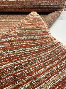 Hollywood Stripe Siracha Rust Valdese Chenille Upholstery Fabric By The Yard - Picture 1 of 7