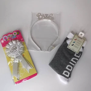 Bride Bachelorette Party Attire Pack - Socks Badge Tiara - Picture 1 of 7
