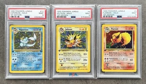 PSA 9 Set - 1st Edition Holo Jungle Slabs Vaporeon Jolteon Flareon MINT Pokemon - Picture 1 of 1