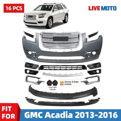 Front Bumper Cover Assembly Grille For 2013-2016 GMC Acadia Denali w/ Fog Light Foto 1 de 4