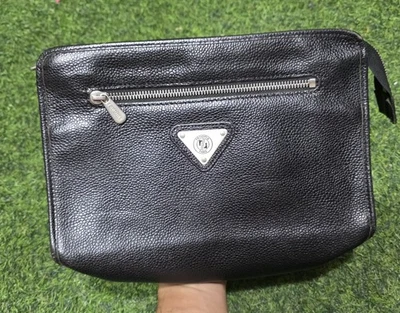 Bolso sin asas vintage Renoma Paris de cuero negro con cremallera hecho en Francia Foto 1 de 4