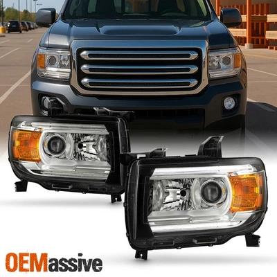 Par de faros cromados conductor+pasajero para GMC Canyon 2015-2022 [tipo halógeno] Foto 1 de 4