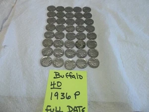 (40) 1936 P Buffalo Nickels Full dates, circulated FREE SHIP! - Picture 1 of 2