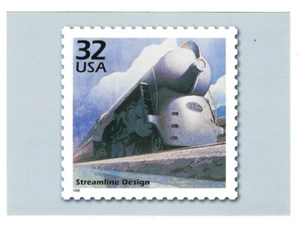 Cartolina Ferrovia Streamline Design Jumbo Timbro Treni Locomotive 5x7 Nel 1999 - Foto 1 di 2