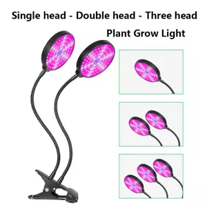 1-3 Head Plant Grow Light 15/30/45W Waterproof Full Spectrum LED Lamp with Timer - Picture 1 of 10