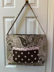 Custom Handmade Diaper Bag Tote Bag Pink Green Brown Paisley Polka Dot Print NEW - Picture 1 of 5