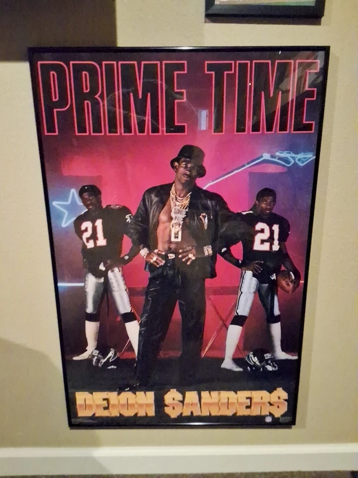 Deion Sanders PRIME TIME Atlanta Falcons NFL 1990 Vintage Costacos 23x35 POSTER - Image 1 of 1