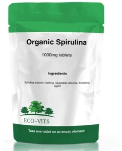 Spirulina 1000mg Organic Tablets – Immune Support & Energy Boost - Picture 1 of 2