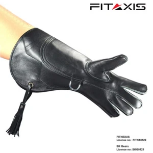 Hawks Traditional Falconry Glove Eagle Hunting Raptor Nubuck Leather Shiny Black - Picture 1 of 4