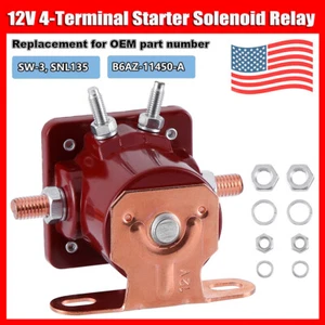 12V Heavy Duty 4-Terminal Solenoid Relay For Ford Starter Car Truck SW3 SNL135 - Picture 1 of 16