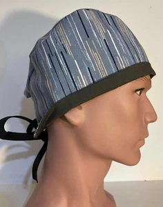 Mens Medical Skull Chemo Scrub Surgical Cap Hat Healthcare Professional Stripes - Picture 1 of 4