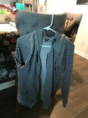 Roxy Sudadera con Capucha/Sudadera Cremallera Completa Gris con Rayas Púrpura S Foto 1 de 4