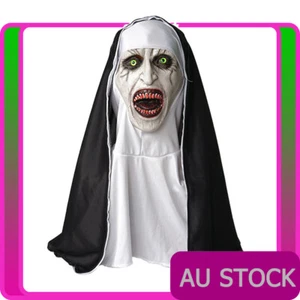 Nun Horror Movie Face Mask Costume Valak Halloween Cosplay Scary Nun Massacre - Picture 1 of 6