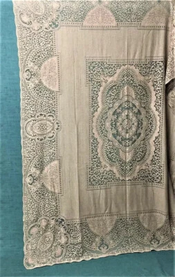 Classic Canterbury Lace Tablecloth Natural Organic Cotton Brown 74" X 122" - Image 1 of 4