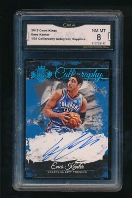 2015 Panini Court Kings Calligraphy Sapphire Auto Enes Kanter GMA 8 NM-MT 01/25 - Image 1 of 2