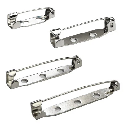 Bar Pins Brooch Clasp Pin Backs Safety Pin Silver Name Tags Badges 20/25/32/38mm - Image 1 of 3