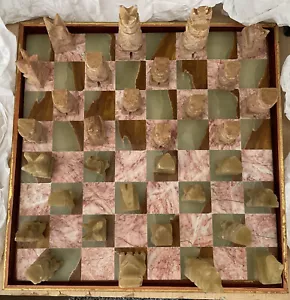 Stone Marble Green Onyx Granite Or Other Stone Chess/Board Game - Picture 1 of 15
