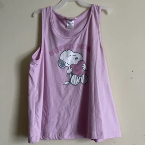 Munki Munki Snoopy Peanuts Women’s Sz S Pink Sleeveless Pajama Top Super Mom - Picture 1 of 4