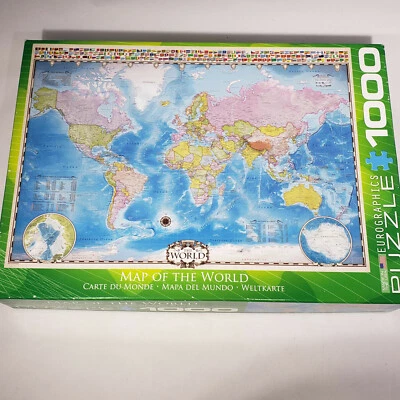 Map of the World 1000 Pieces Jigsaw Puzzle 26 x 19 by Eurographics - Complete - Image 1 of 4