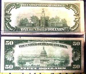 1934 Low Serial 5 Digit $100 & 1934 $50 Bills - Picture 1 of 8
