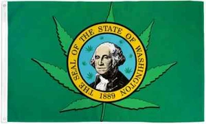 Hoja de Washington 3x5 pies bandera de polietileno dispensario de marihuana del estado de Washington bandera de dormitorio - Imagen 1 de 4