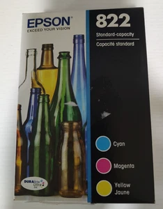 Cartouche d'encre Epson 822 couleur cyan magenta jaune authentique OEM EXP 1/2027 - Photo 1/6