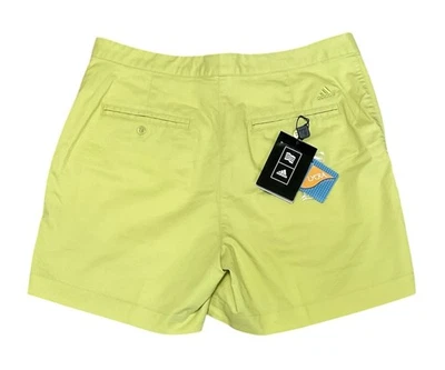 Shorts de golfe Adidas feminino 12 verde limão sarja elástica chino novo com etiquetas - Imagem 1 de 4