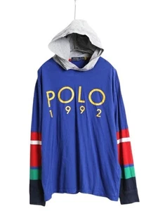 Camiseta Polo Ralph Lauren De Colección Con Capucha Manga Larga Para Hombre L Rayas Algodón - Imagen 1 de 8