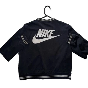 Nike Women’s Medium Varsity Bomber Jacket Black White Striped Zip Up Vintage Y2K - Picture 1 of 10