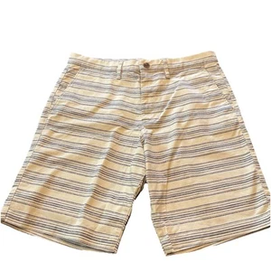 Gap 10” Essential Khaki Short Men’s 33 Striped Navy/Khaki 5 Pocket Design Zip Up - Picture 1 of 8