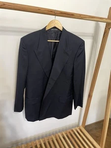 Chaqueta Peak Solapa Doble Pecho Loro Piana Super 100s Lana Pura Azul Marino - Imagen 1 de 16