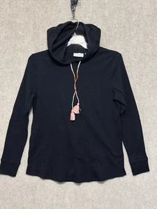 Belle Kim Gravel Top Sudadera con Capucha Borla Corbatas Para Mujer Medio Tejido Waffle Negro Paranda - Imagen 1 de 12
