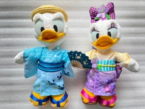 Tokyo Disney Resort Donald & Daisy Duck YUKATA Plush Badge Doll Set of 2 2018 JP - Picture 1 of 2