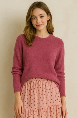 Suéter feminino J Crew extra macio mistura de lã gola redonda M rosa preppy feminino - Imagem 1 de 4