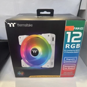 New! Thermaltake SWAFAN EX 12 RGB PC Cooling Fan White, 500-2000 RPM computer cp - Photo 1/4