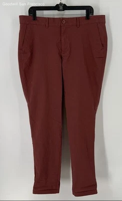 Calça chino feminina slim fit namorado mistura de algodão vermelha Eddie Bauer nova com etiquetas tamanho T16 - Imagem 1 de 4