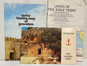 Israel vgt LOT of 3 Jerusalem City Map Holy Land Tourist 70s National Geographic - Picture 1 of 15