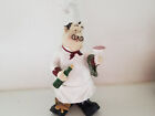 Fat Italian Chef Statue With Wine Bottle & Wine Glass W/Dog On Shoe 13" Resin