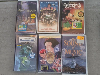 LOT of 6 WALT DISNEY VHS SEALED New NIB Tapes Snow White Monsters Inc Lady Tramp Foto 1 de 4