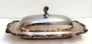 Silverplate Butter Cover Dish with Glass Tray Insert Kitchen Decor Ornate - Picture 1 of 7