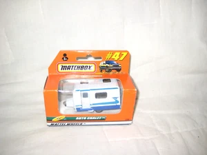 MIB 1977 Matchbox #47 Trailer Caravan Auto Chalet, White w Aqua & Blue Design - Picture 1 of 6