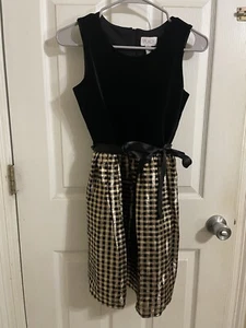 Girls Size 14 Children’s Place Dress, Wedding, Parties, Church Black And Gold  - Picture 1 of 9